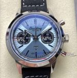 BLS Factory Breitling Top Time B01 Triumph Blue Dial Leather Strap Watch